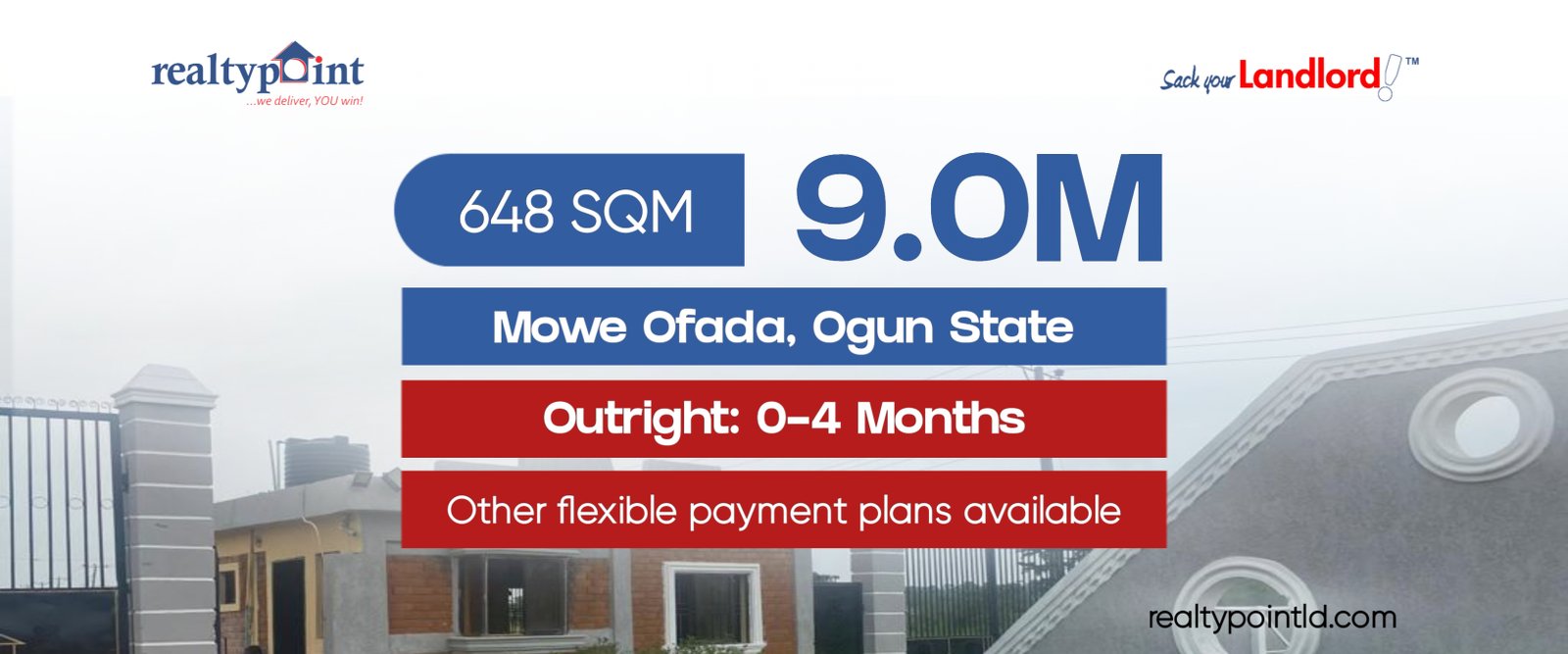 Prime Estate offer, 648sqm for 9 million naira at Mowe-Ofada, Ogun State